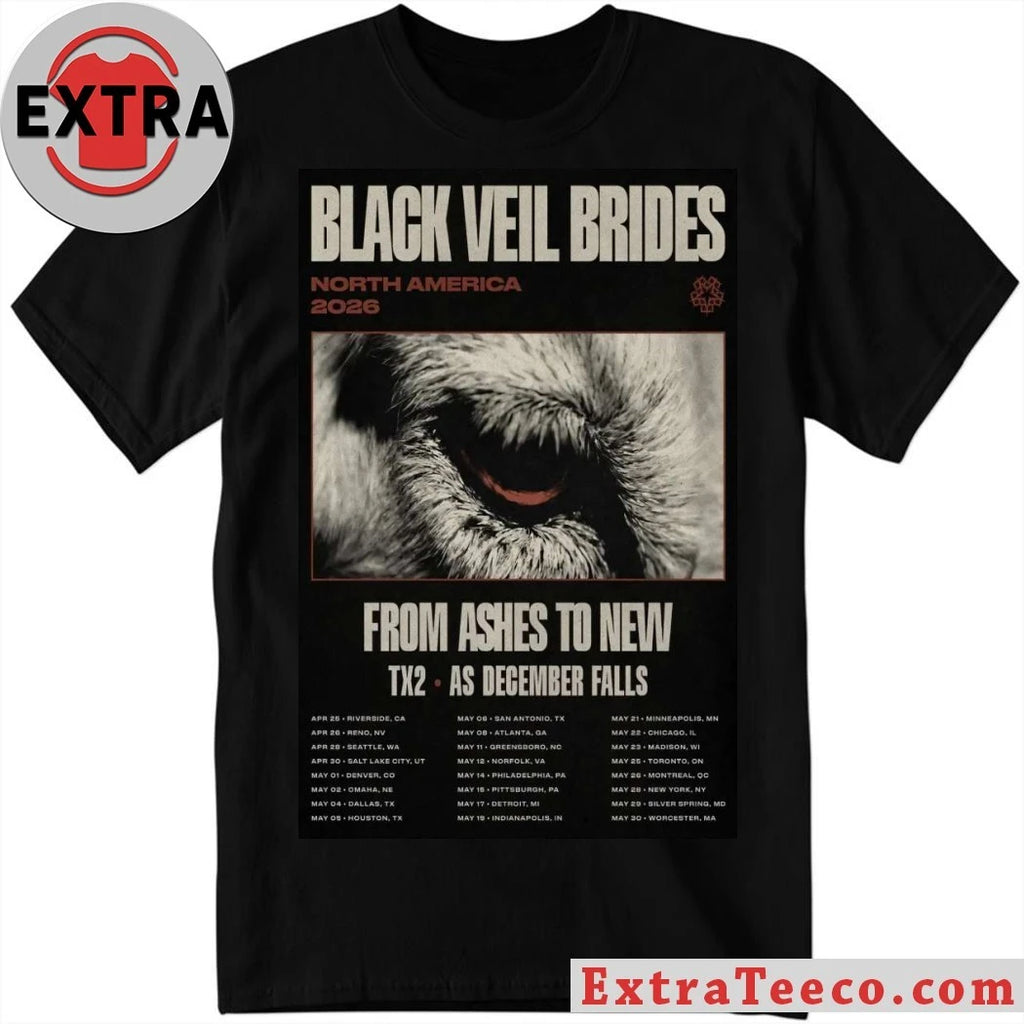 Original Poster Black Veil Brides North American Tour 2026 T-Shirt