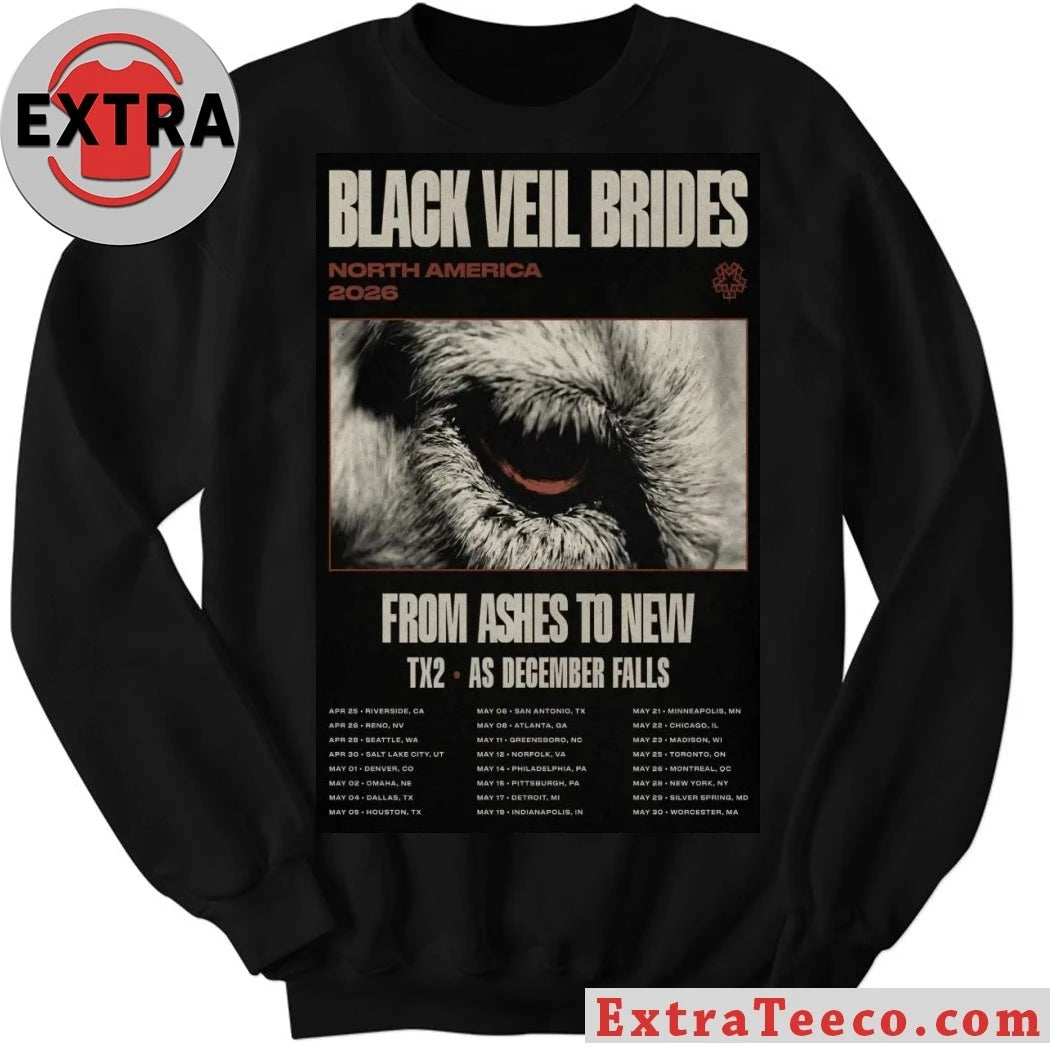Original Poster Black Veil Brides North American Tour 2026 T-Shirt