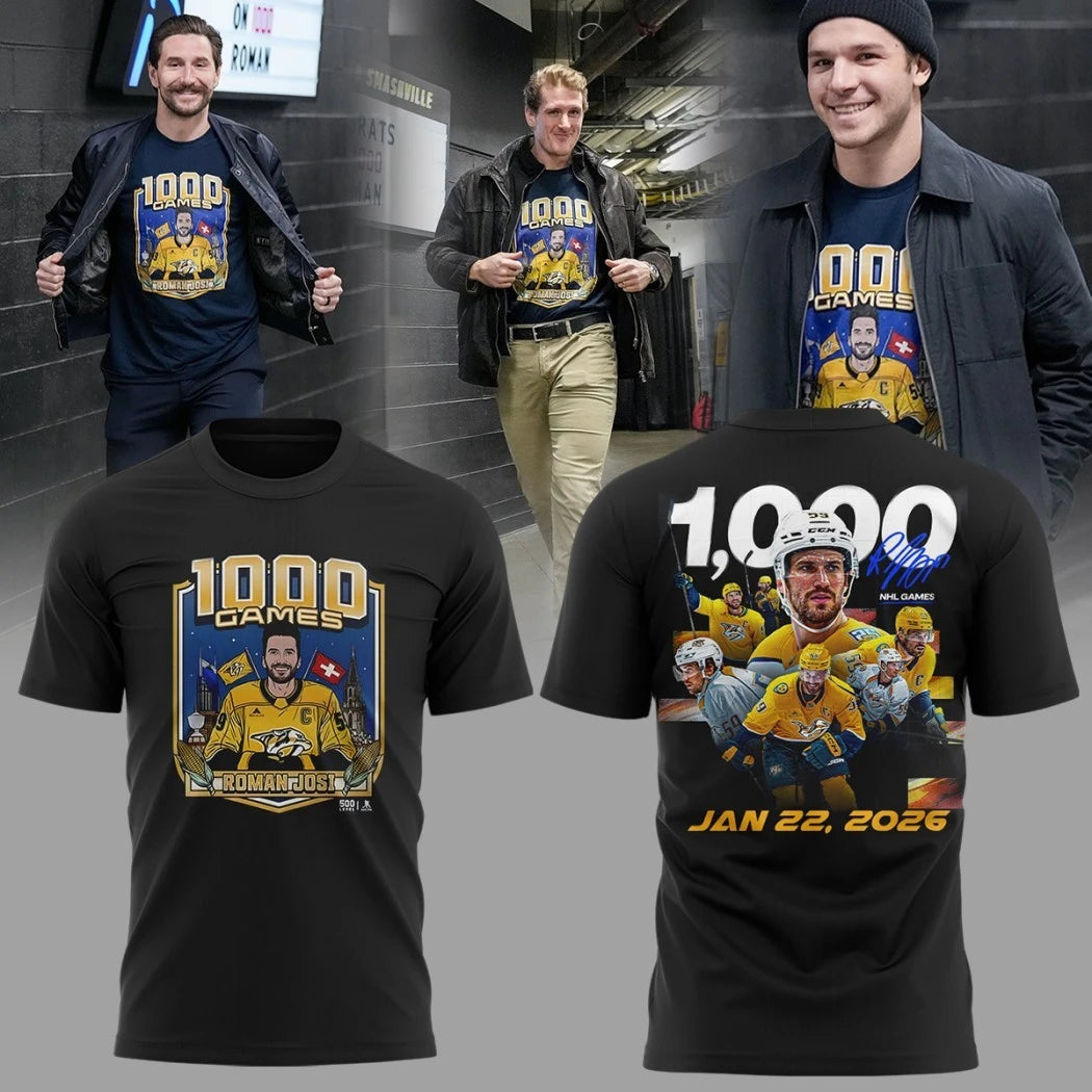 Original Roman Josi 1000 Game Jan 22 2026 Signature Shirt