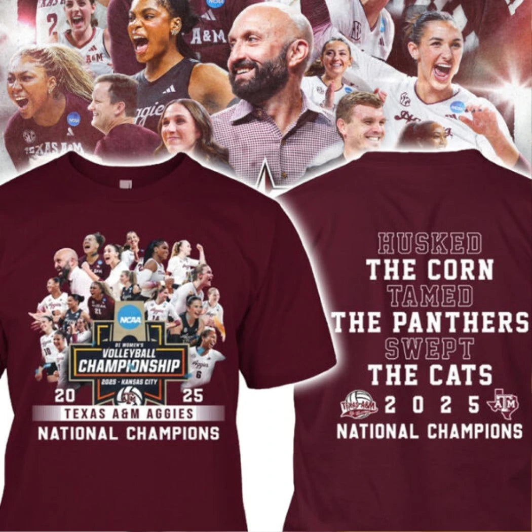 Original Texas Aggies National Champions 2025 Husked The Corn Tamed Logo Shirt