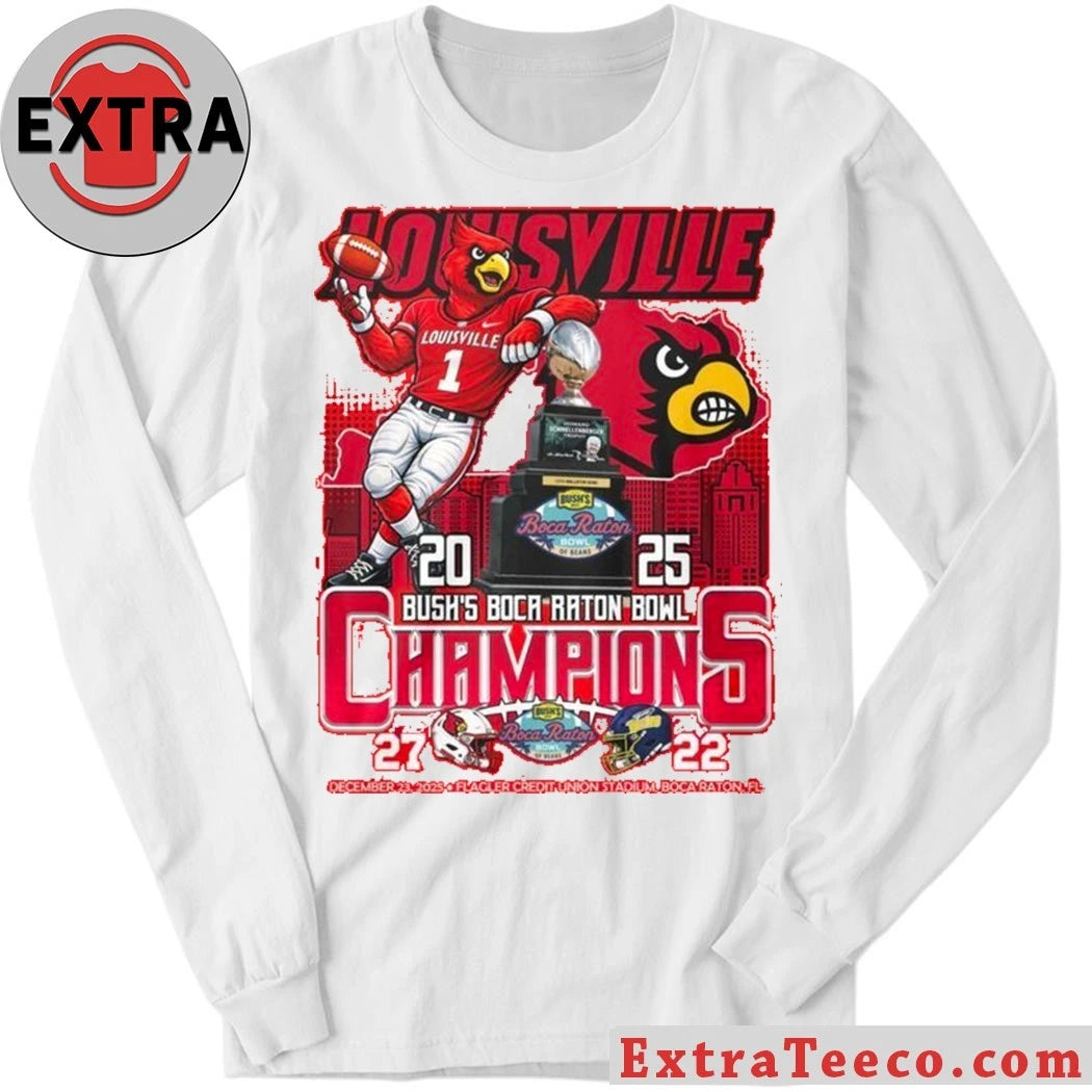 Original The Louisville Cardinals won the 2025 Boca Raton Bowl championship with a score of 27-22 in Bush’s Boca Raton Bowl of Beans game on December 23, 2025 T-Shirt