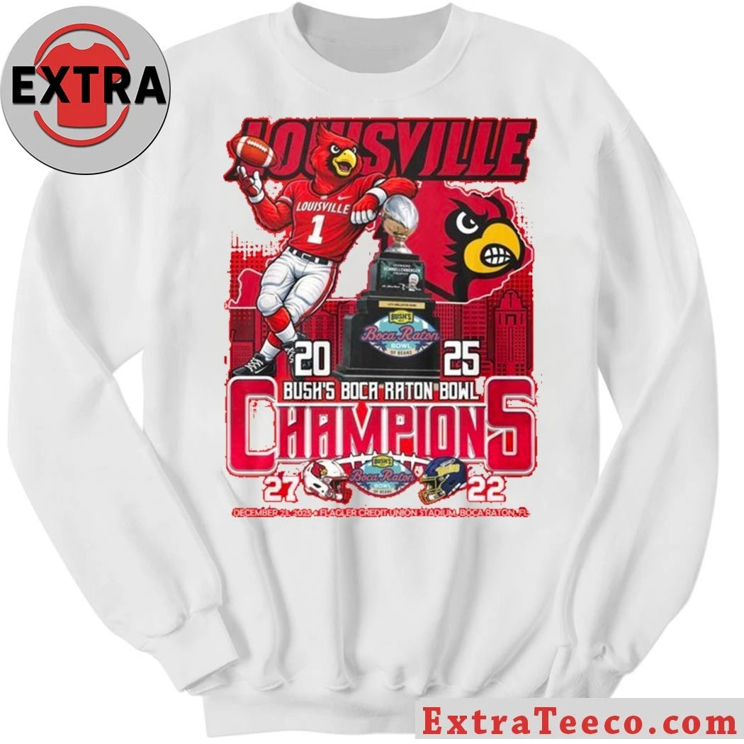 Original The Louisville Cardinals won the 2025 Boca Raton Bowl championship with a score of 27-22 in Bush’s Boca Raton Bowl of Beans game on December 23, 2025 T-Shirt
