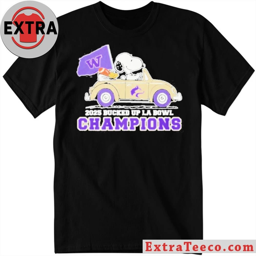 Original The Peanuts Driving Car X Washington Huskies La Bowl Champions Shirt