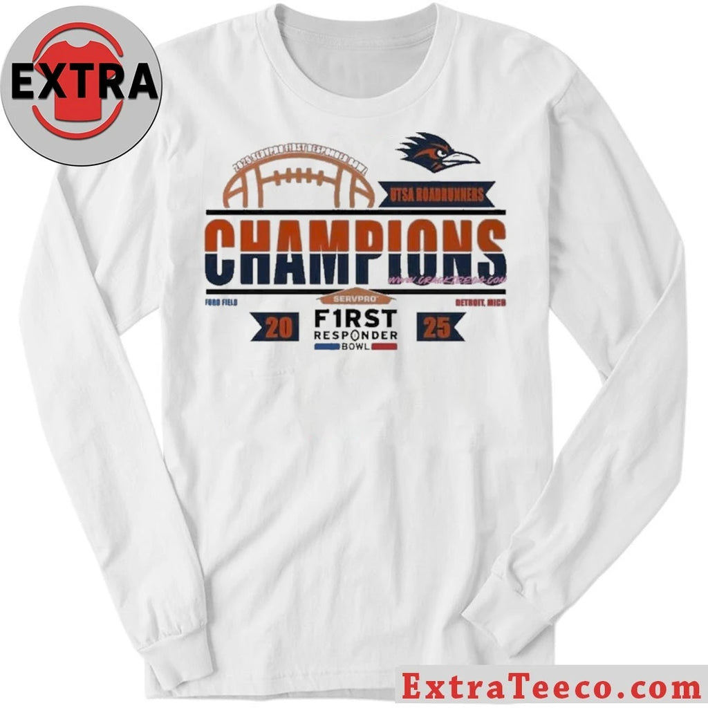 Original UTSA Roadrunners 2025 SERVPRO First Responder Bowl Champions Logo T-Shirt