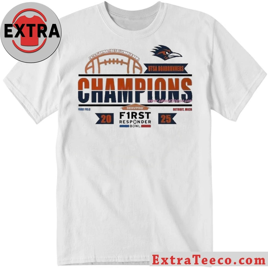 Original UTSA Roadrunners 2025 SERVPRO First Responder Bowl Champions Logo T-Shirt