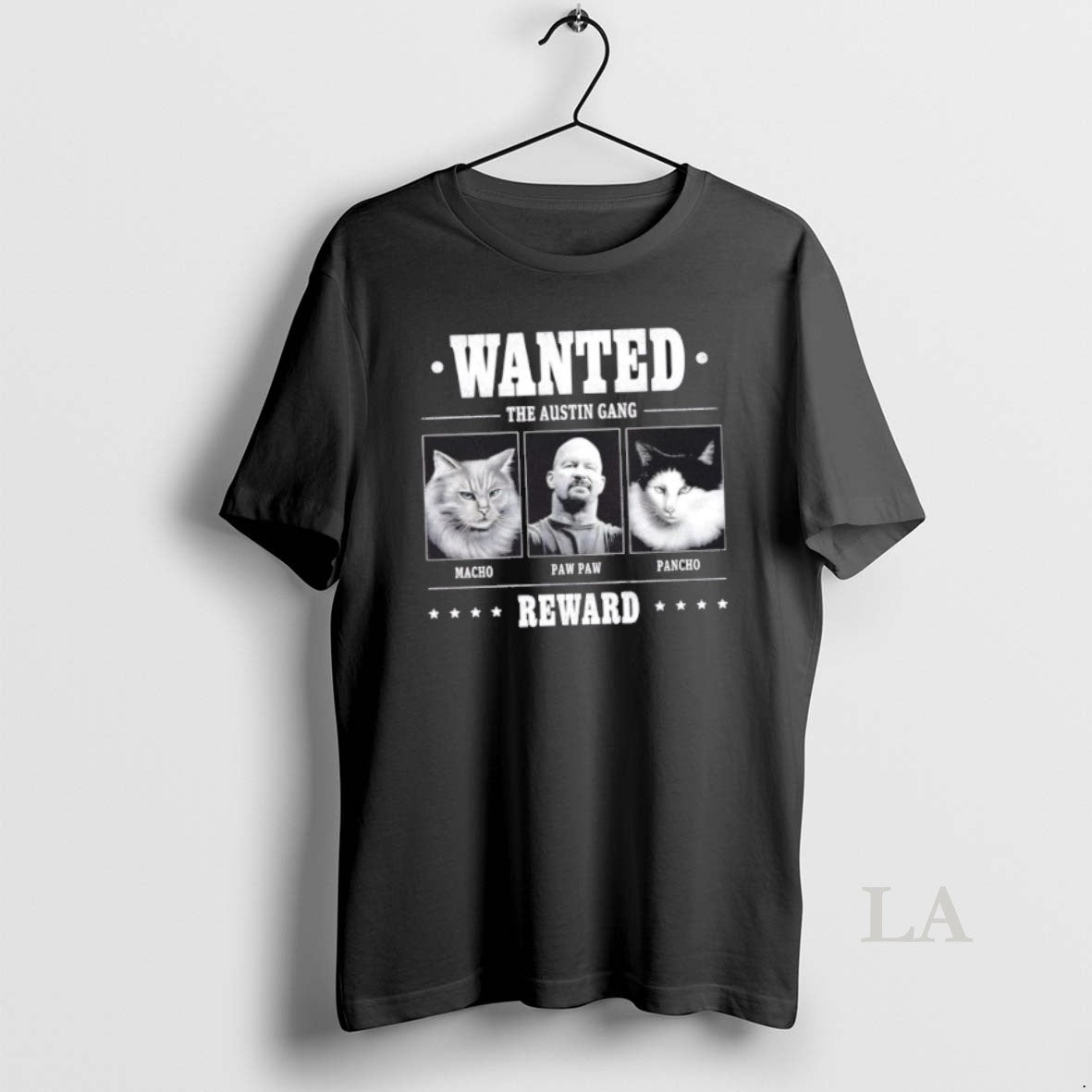 Original Wanted The Austin Gang Macho Paw Paw Pancho Reward T-Shirts, Hoodie, Sweatshirt | PodTeesHub.com