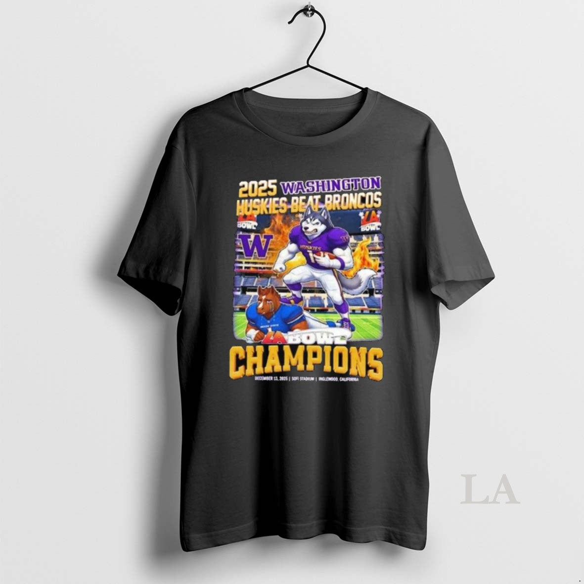 Original Washington Huskies Beat Broncos 2025 La Bowl Champions Mascot Long Sleve T-Shirts, Hoodie, Sweatshirt