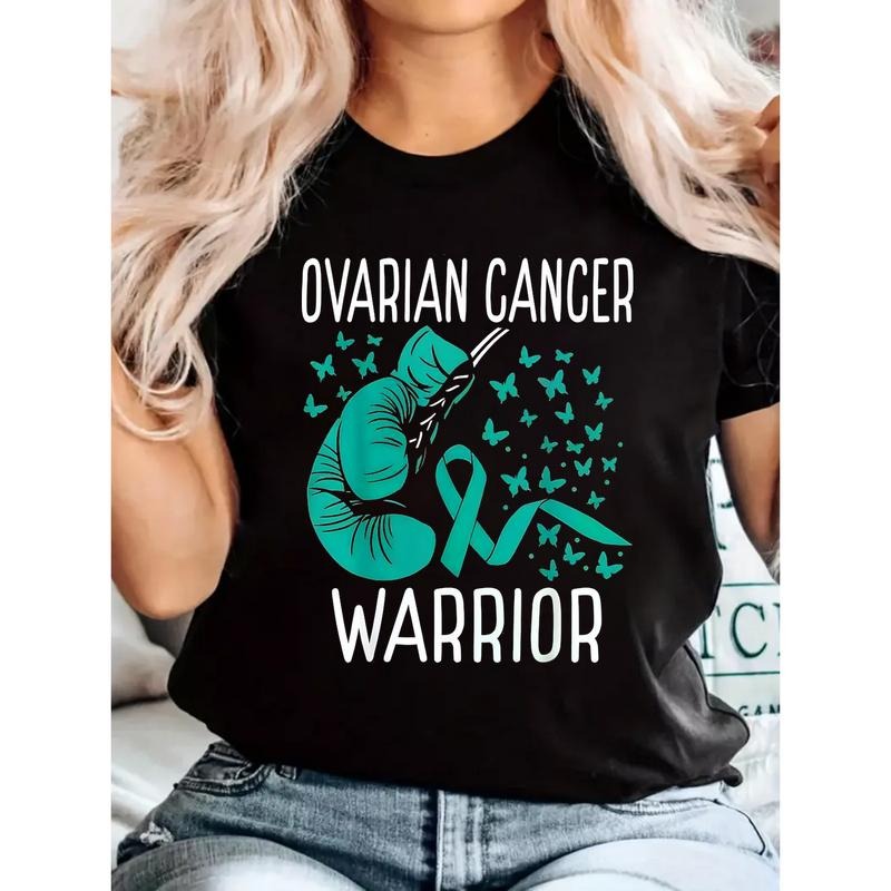 Ovarian Cancer Awareness Cotton T-shirt warrior movement T-shirt Hoodie, Sweatshirt | PodTeesHub.com