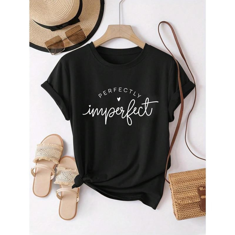 PERFECTLY Imperfect Black Summer Casual Women's T-Shirt Hoodie, Sweatshirt | PodTeesHub.com