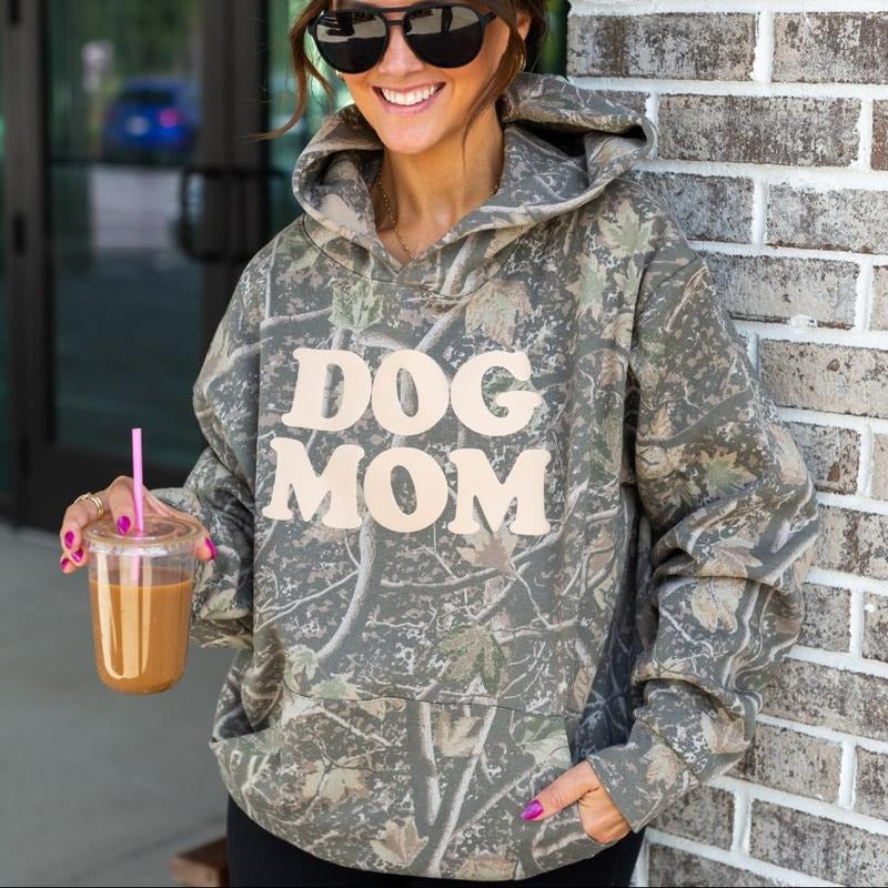 PUFF 'Dog Mom' Camo Hideaway Hoodie T-Shirts, Sweatshirt | PodTeesHub.com