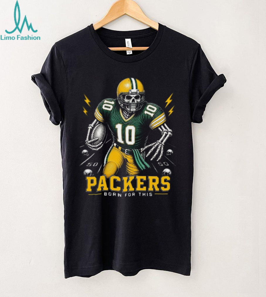 Packers Football Skull Born For This Retro Vintage Game Day Gift Fans Men Women Shirt