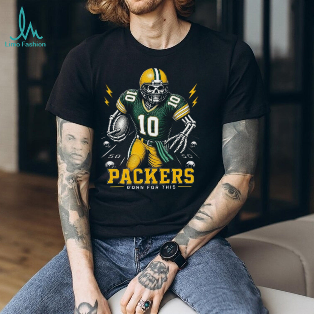 Packers Football Skull Born For This Retro Vintage Game Day Gift Fans Men Women Shirt