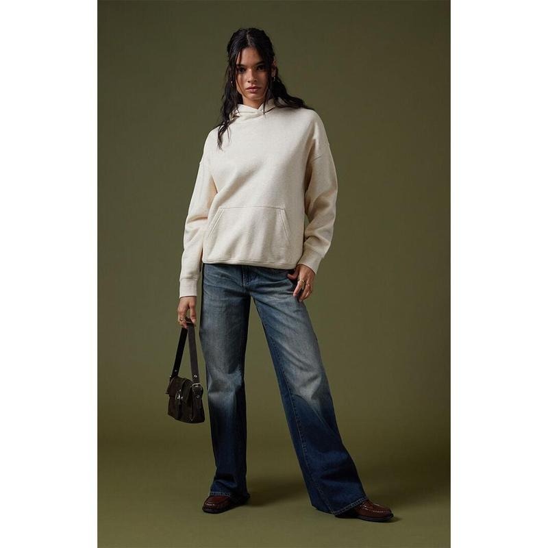 Pacsun Women's Heather Oatmeal Core Vintage Wash Pullover Hoodie T-Shirts, Sweatshirt | PodTeesHub.com