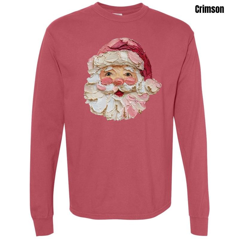Painted Santa Comfort Colors Long Sleeve T-Shirt 'NLB' Hoodie, Sweatshirt | PodTeesHub.com