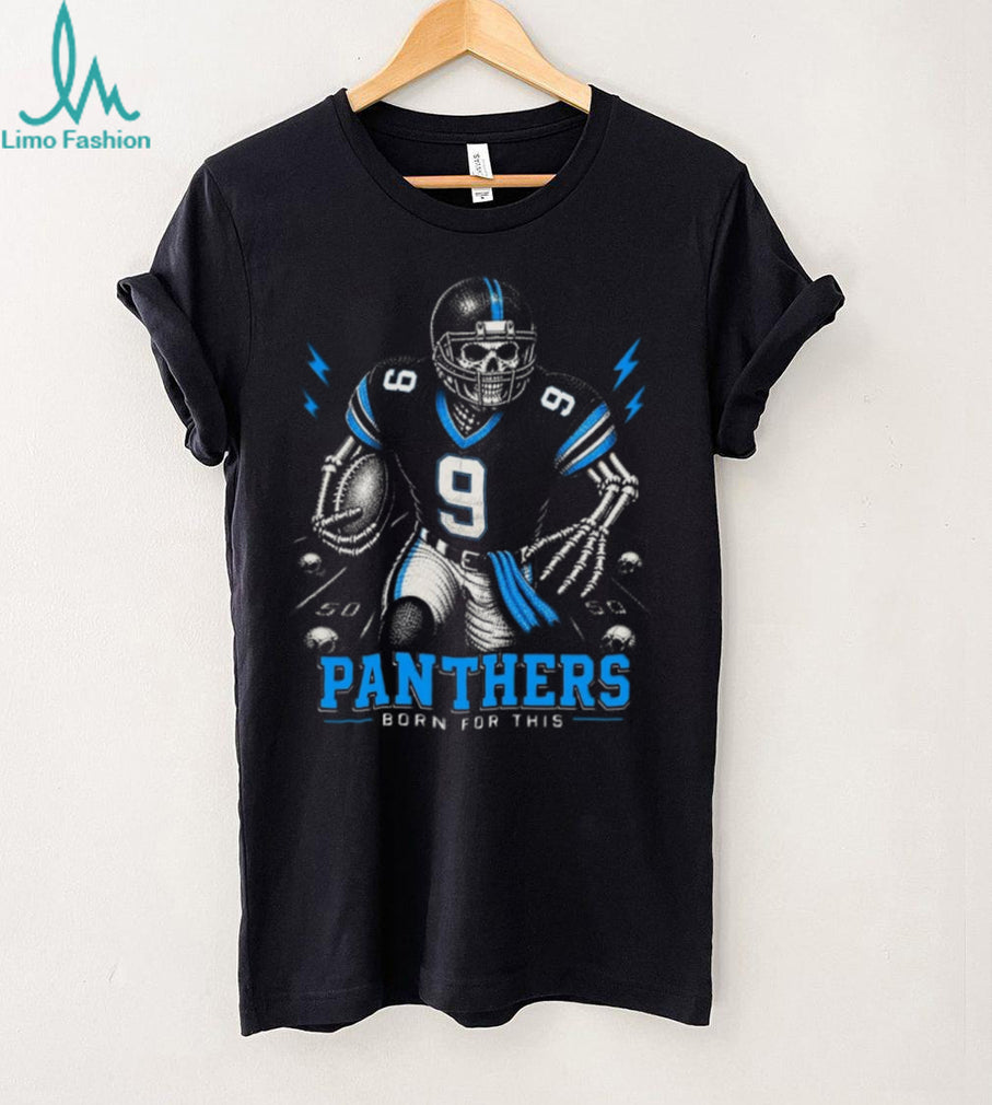 Panthers Football Skull Born For This Retro Vintage Game Day Gift Fans Men Women Shirt