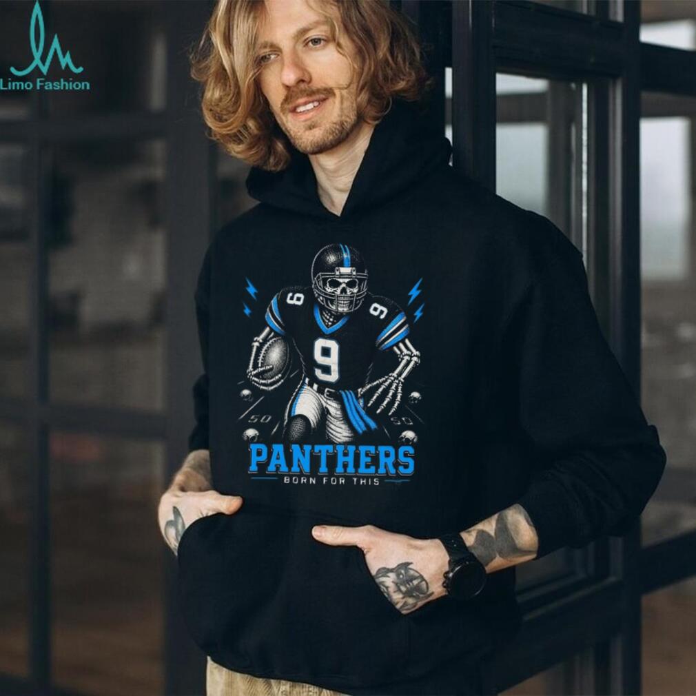 Panthers Football Skull Born For This Retro Vintage Game Day Gift Fans Men Women Shirt