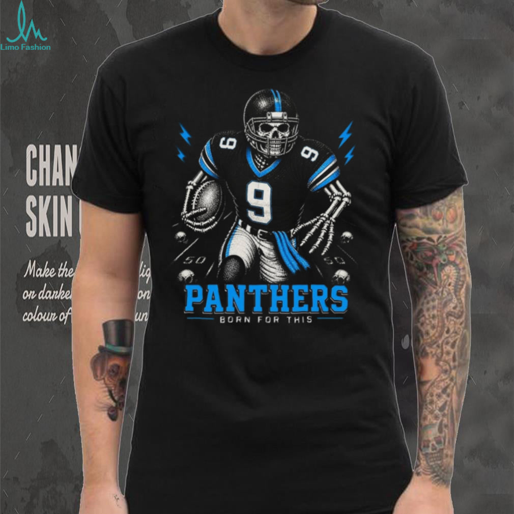 Panthers Football Skull Born For This Retro Vintage Game Day Gift Fans Men Women Shirt