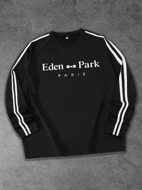 "Paris" print two bar slanted shoulders casual trendy brand street style long sleeves, fashionable casual and comfortable...