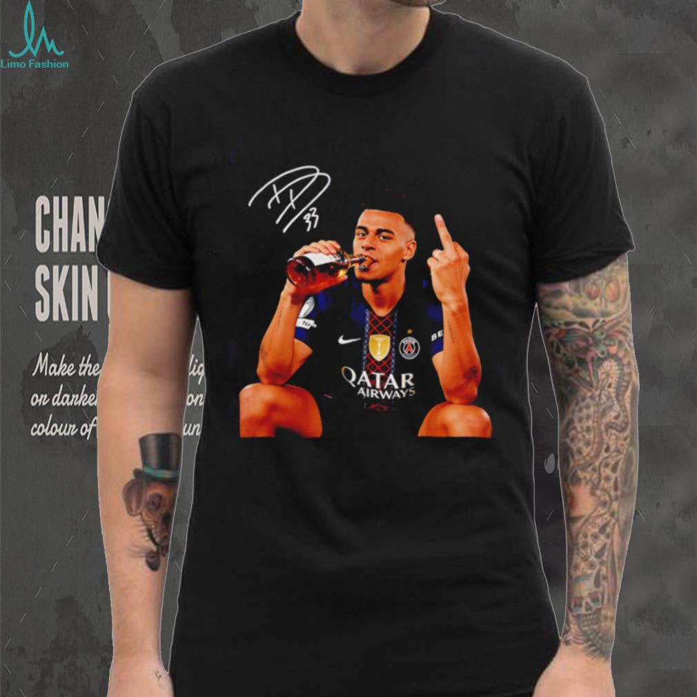 Paris Saint Germain Desire Doue Middle finger signature shirt