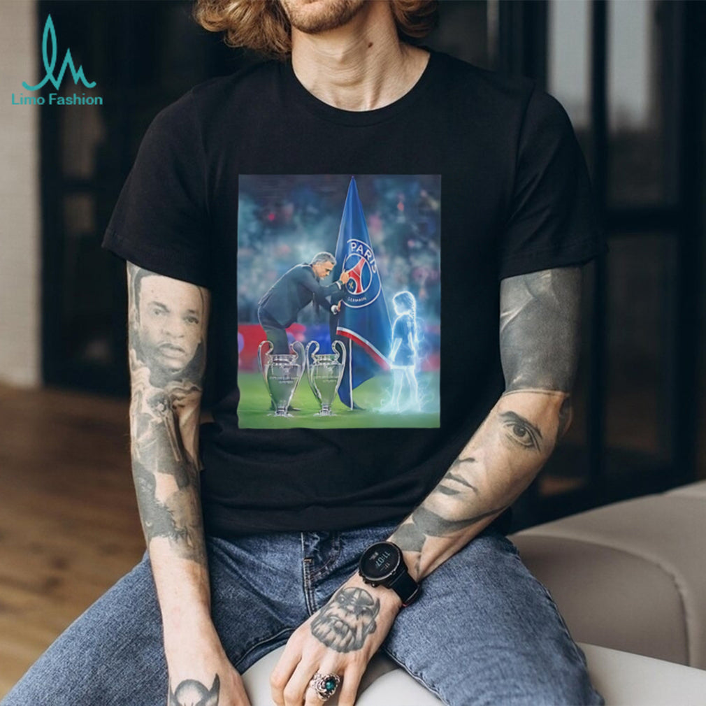 Paris Saint germain Luis Enrique with trophies illustration shirt.