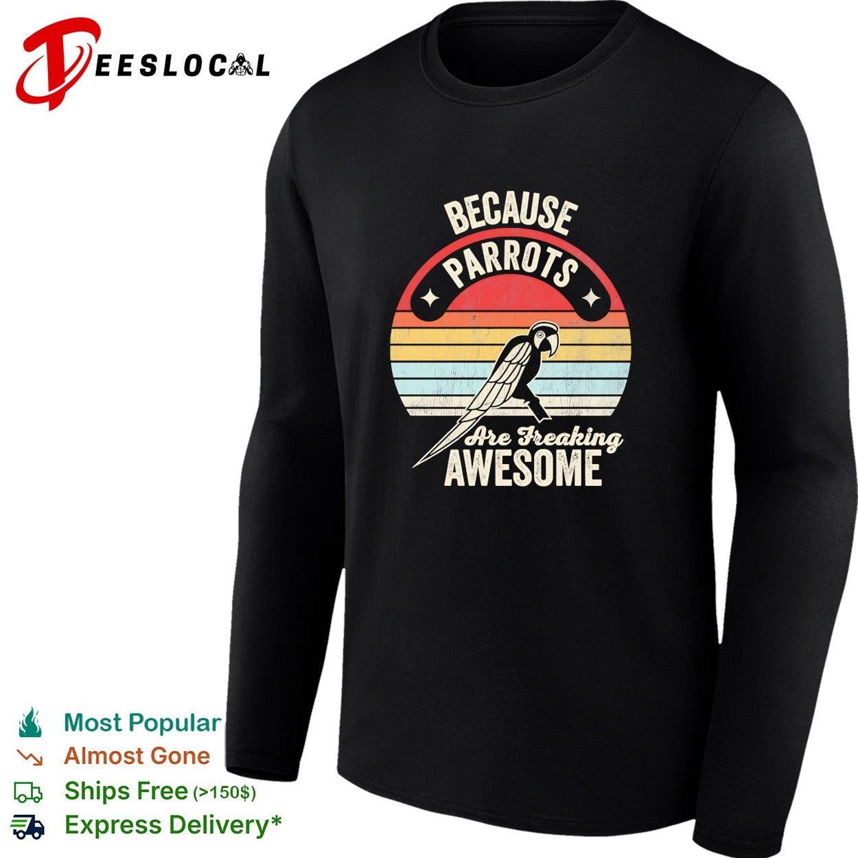 Parrot perched retro sunset because parrots are freaking awesome shirt