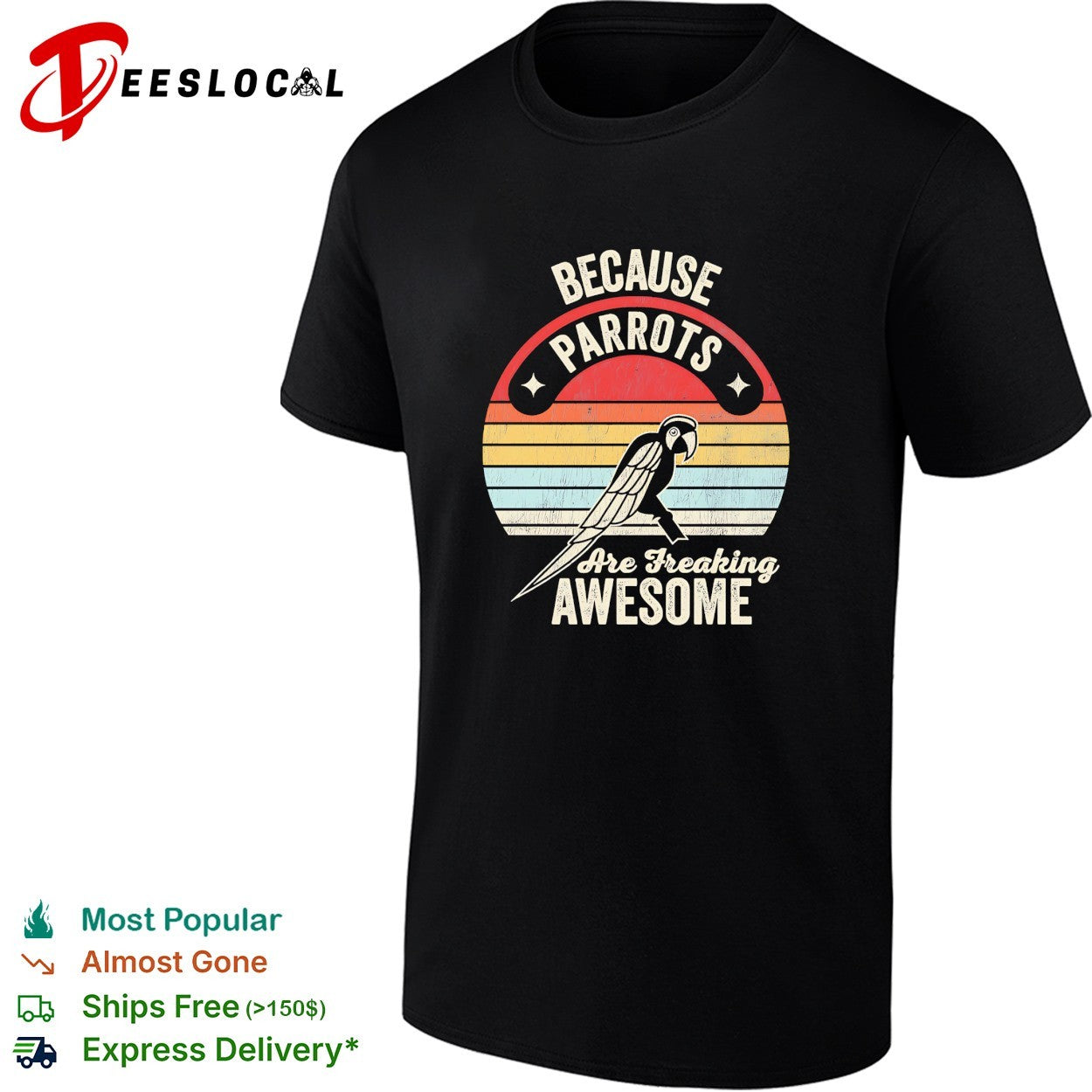 Parrot perched retro sunset because parrots are freaking awesome shirt