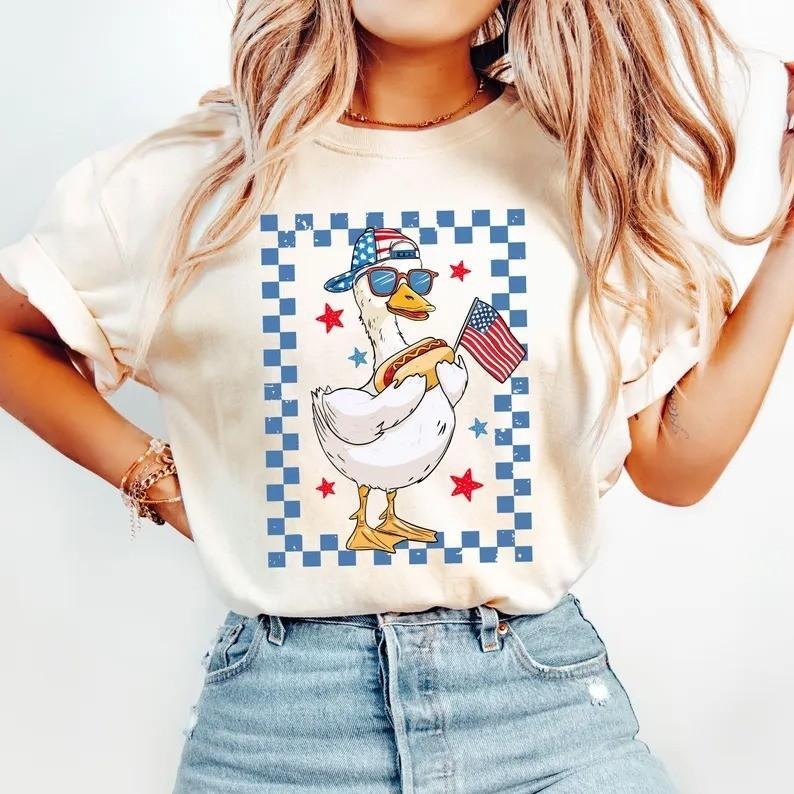 Patriotic Goose Shirt, Funny Goose T-Shirt, American Flag Shirts, Fourth of July Gifts, Red White and Blue Hoodie, Sweatshirt