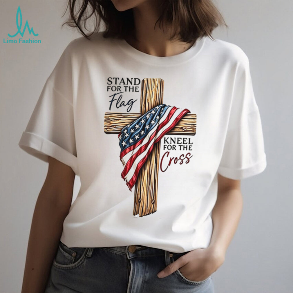 Patriotic Stand For The Flag Kneel For The Cross Faith T Shirt