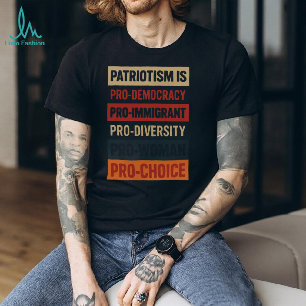 Patriotism Is Pro Democracy Retro Color Block T Shirt