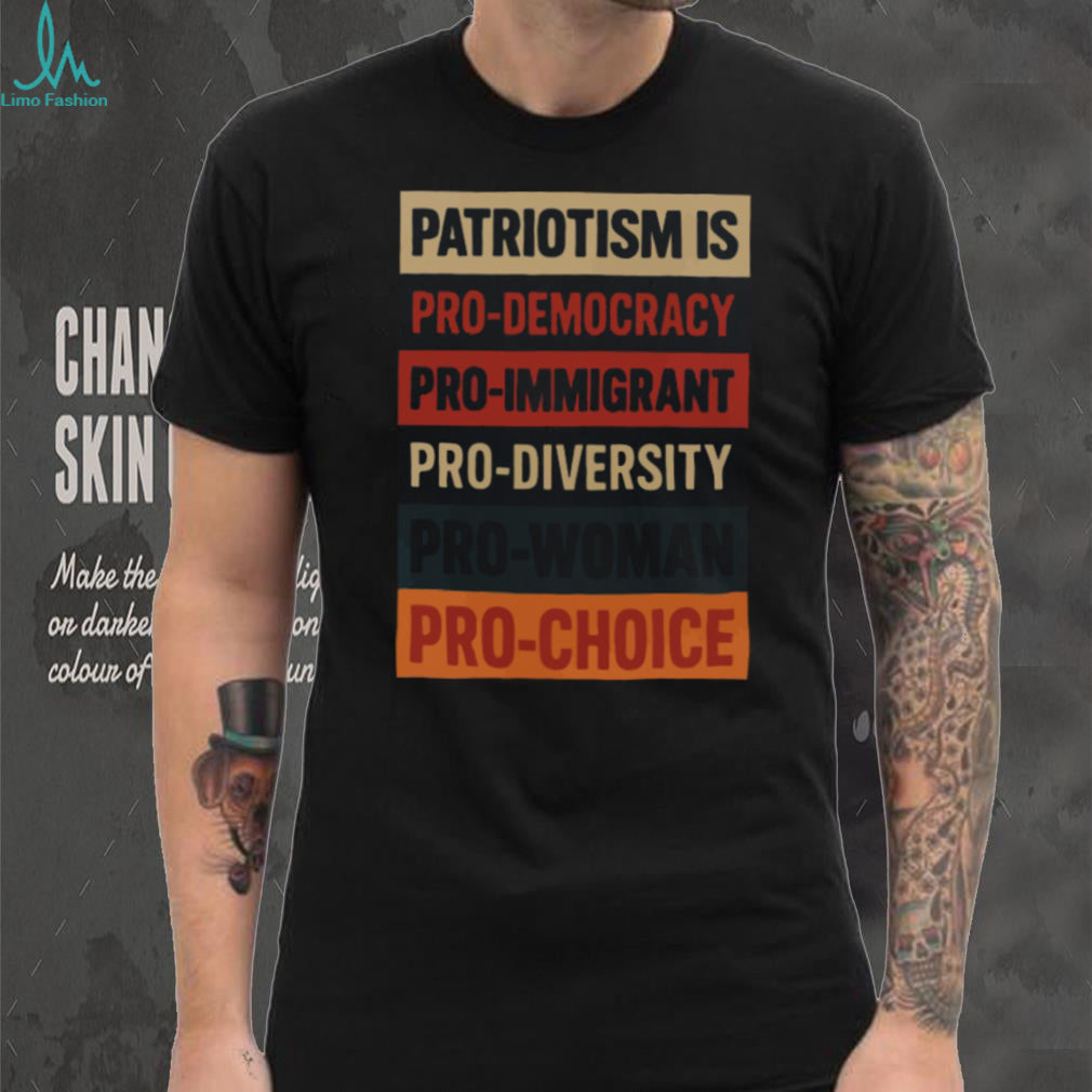 Patriotism Is Pro Democracy Retro Color Block T Shirt