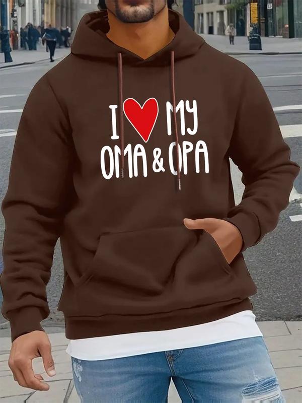 Pattern Letter Print Men's Hooded Sweatshirt New Spring and Autumn Winter Solid Color Printed Hoodie Top Loose Style...