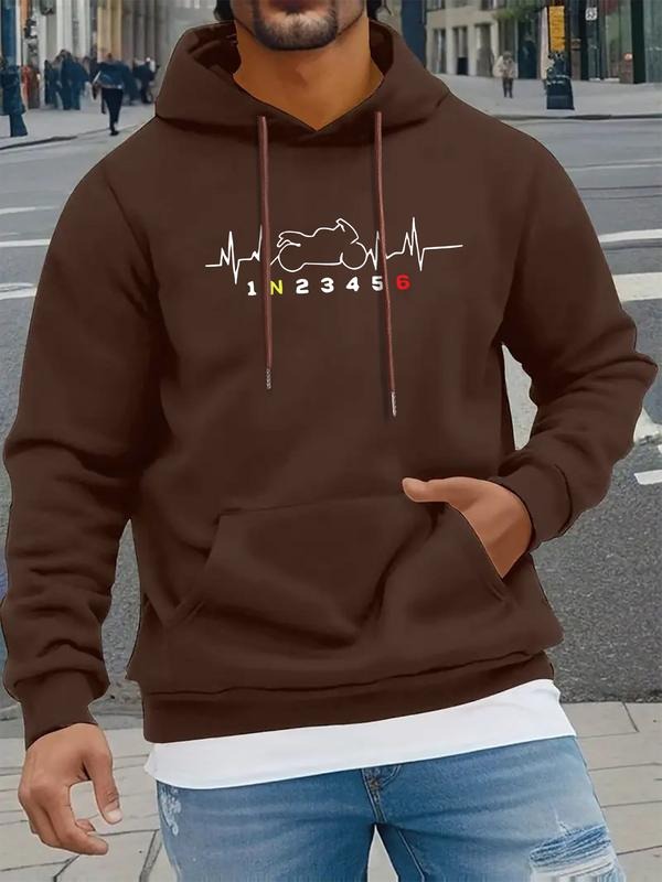 Pattern Letter Print Men's Hooded Sweatshirt New Spring and Autumn Winter Solid Color Printed Hoodie Top Loose Style...