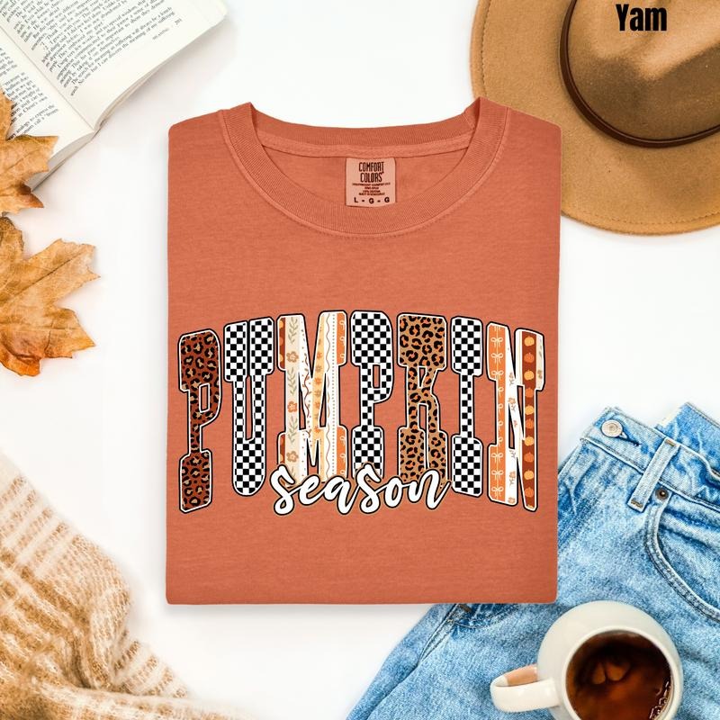 Pattern Pumpkin Season Comfort Color T-Shirt 'NLB' Hoodie, Sweatshirt | PodTeesHub.com