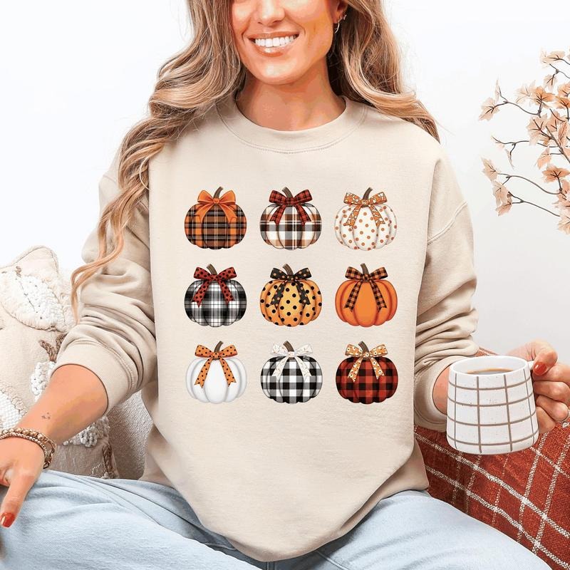Patterned Pumpkins, Classic, Halloween, Fall, Autumn Sweatshirt T-Shirts, Hoodie | PodTeesHub.com