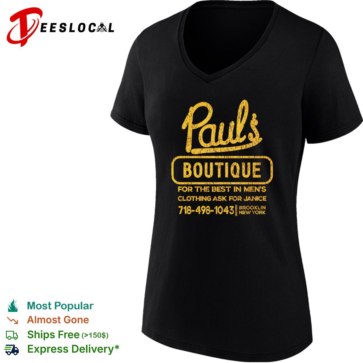 Pauls Boutique for the best in mens clothing ask for Janice 718 498 1043 Brooklin New York text shirt
