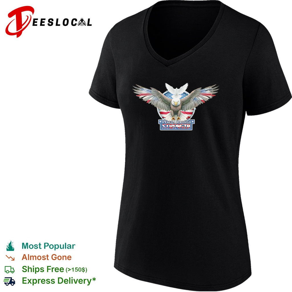 Peace Through Strength American Eagle Dove Flag Patriotic Independence Day shirt