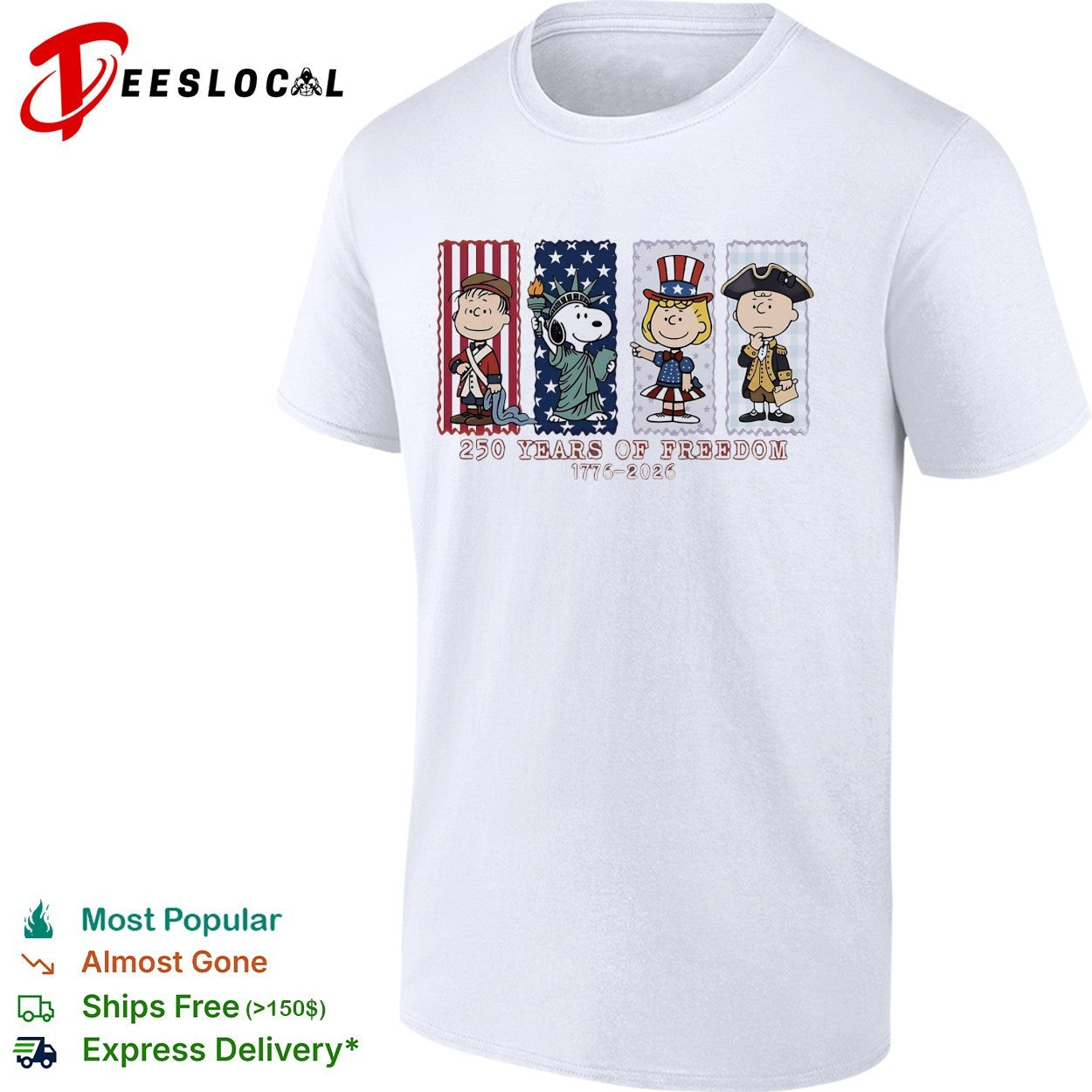 Peanuts 250 years of freedom America 1776 2026 shirt