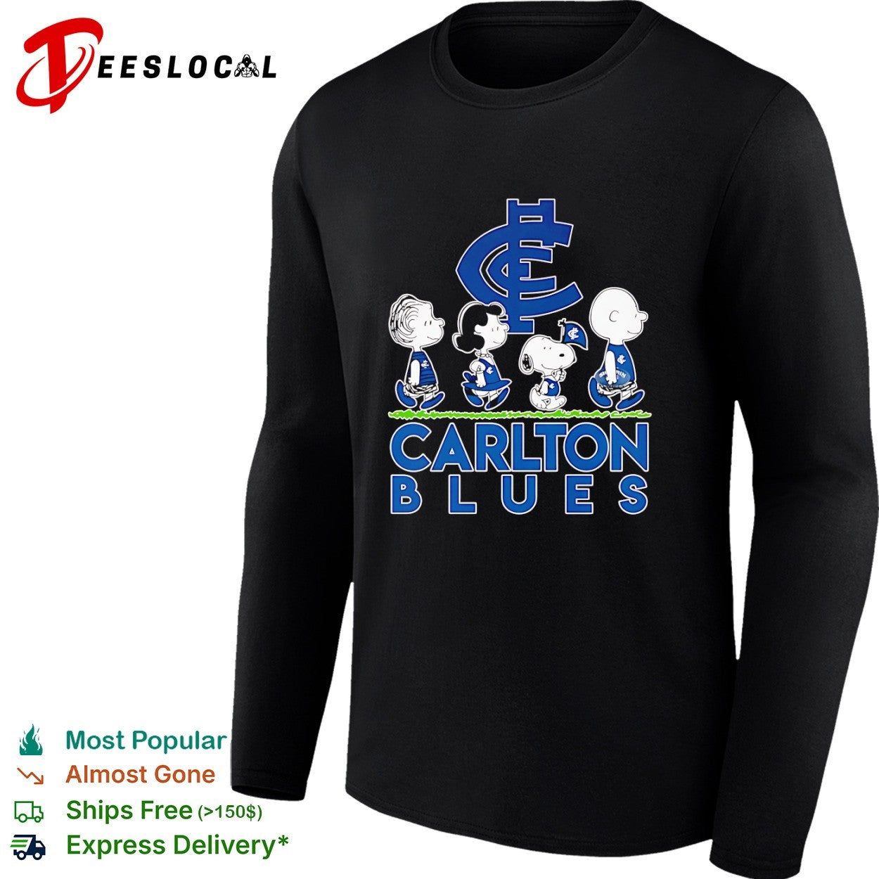 Peanuts Characters Carlton Blues AFL Logo Australian Football League shirt