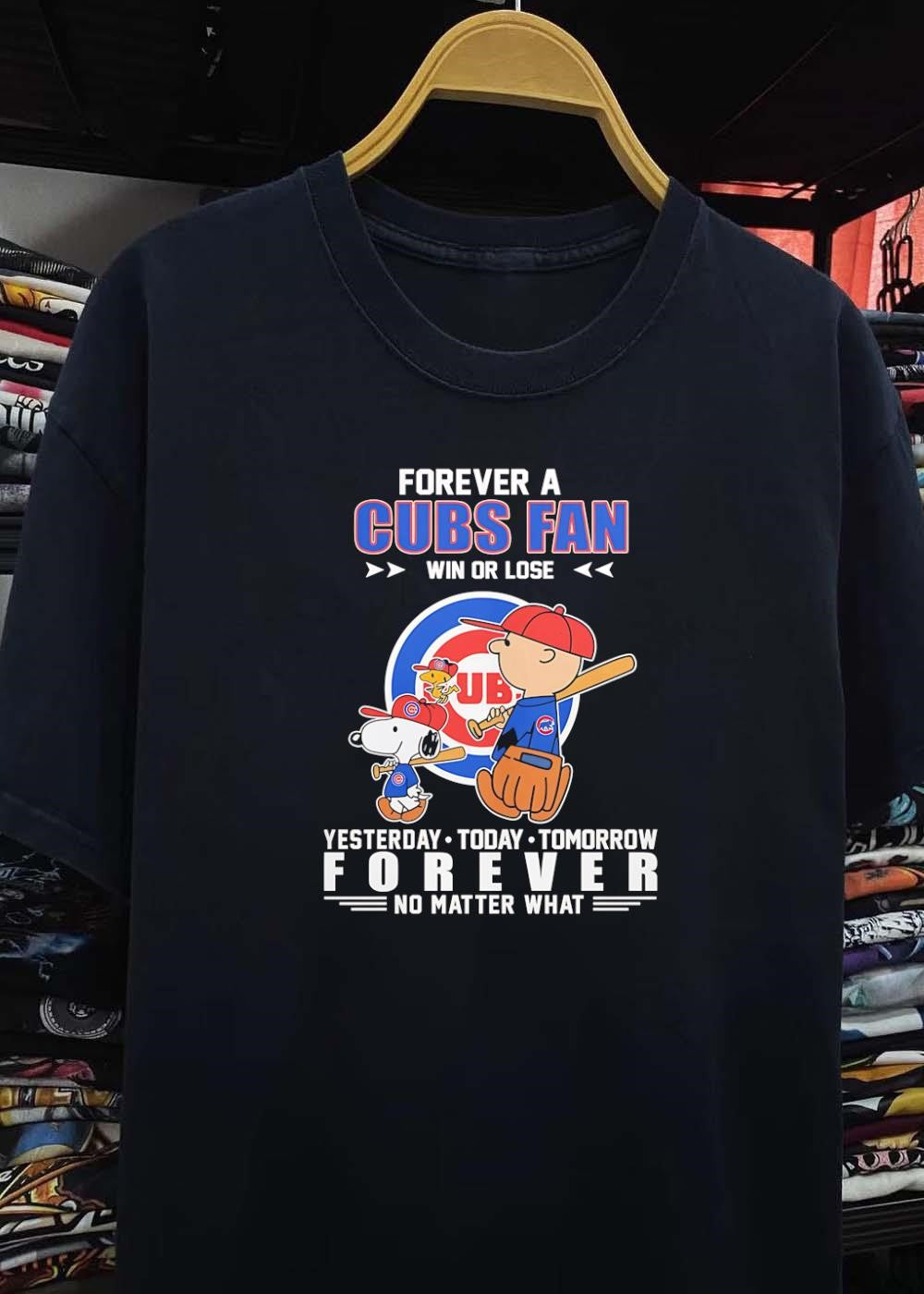 Peanuts and Chicago Cubs Fan Forever Win or Lose Yesterday Today Tomorrow Shirt
