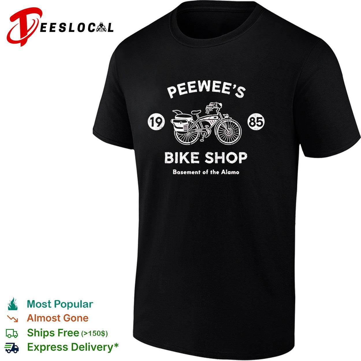 Peewee’s bike shop 1985 basement of the Alamo Pee wee’s Big Adventure shirt