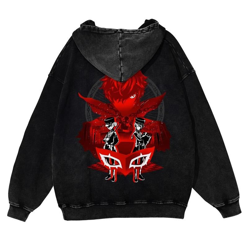 Persona 5 v1 Game Graphic Hoodies Fall Outfits Outfits Men Wash Hoodies Men Vacation Outfits Sweater Longsleeveshirt Fall...