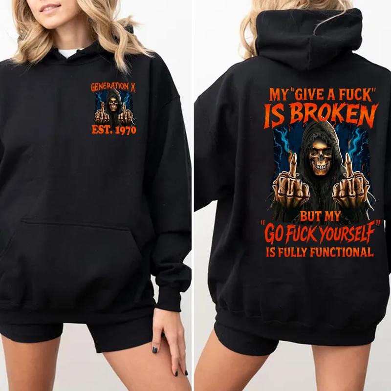 Personalization Gen X Hoodie, My Give A F Is Broken Gen X FAFO Hoodie, Raised on Hose Water and Neglect, 100% Cotton,...