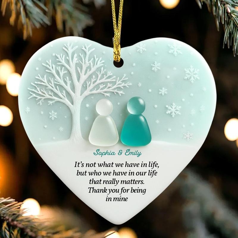Personalized 2D Friendship Sea Glass Ceramic Ornament: Best Friend Christmas Gift T-Shirts, Hoodie, Sweatshirt