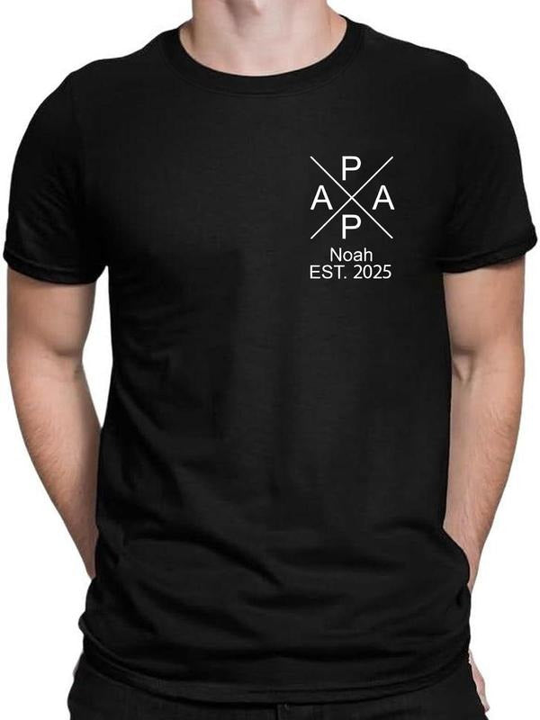 Personalized Dad T-Shirt with Noah and Birth Year Print, Unique Father's Day Gift, Casual Fitted Long Sleeve Family...