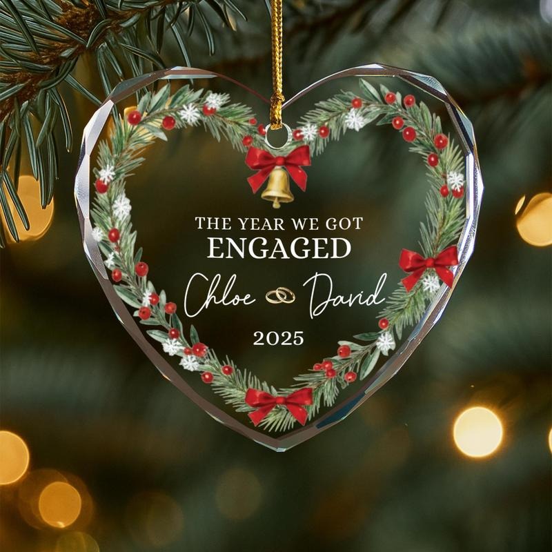 Personalized Engagement Ornament 2025: The Year We Got Engaged Christmas Glass Ornament T-Shirts, Hoodie, Sweatshirt