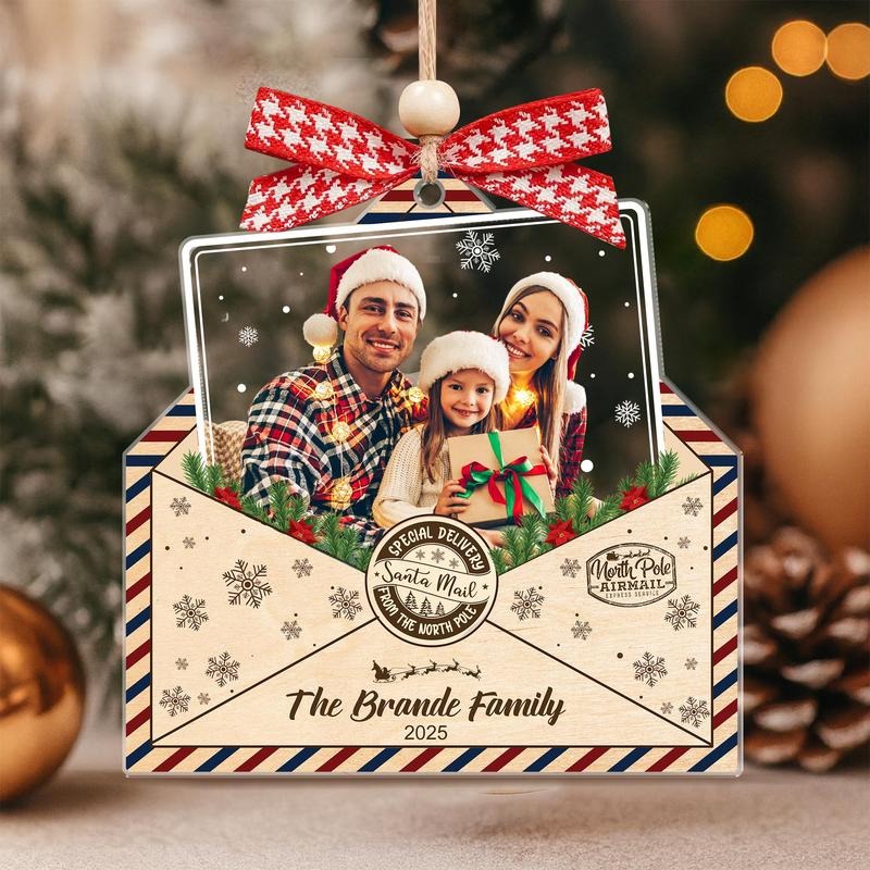 Personalized Family Photo Ornament 2025, Custom Christmas Envelope Ornament, Holiday Keepsake Gift, New Year Tree...