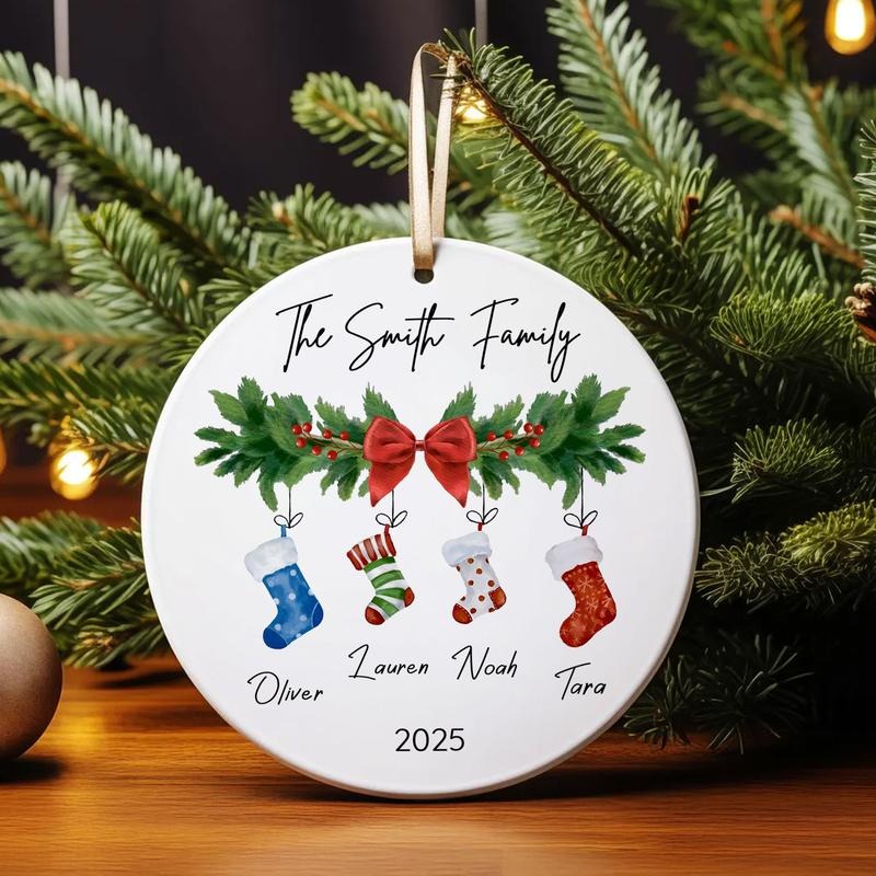 Personalized Family of 4 Ornament, Custom Family Stocking Ornament With Names and Year, New Family Christmas Gift 2025,...