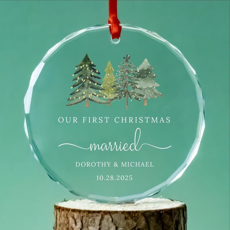 Personalized Glass Ornament: First Christmas Married, Anniversary Gift T-Shirts, Hoodie, Sweatshirt | PodTeesHub.com