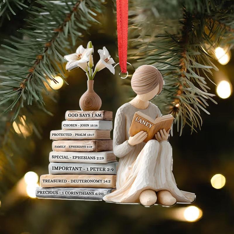 Personalized God Says I Am Ornament, Christian Name Ornament with Bible Verse, Christmas Keepsake, Religious Gift...