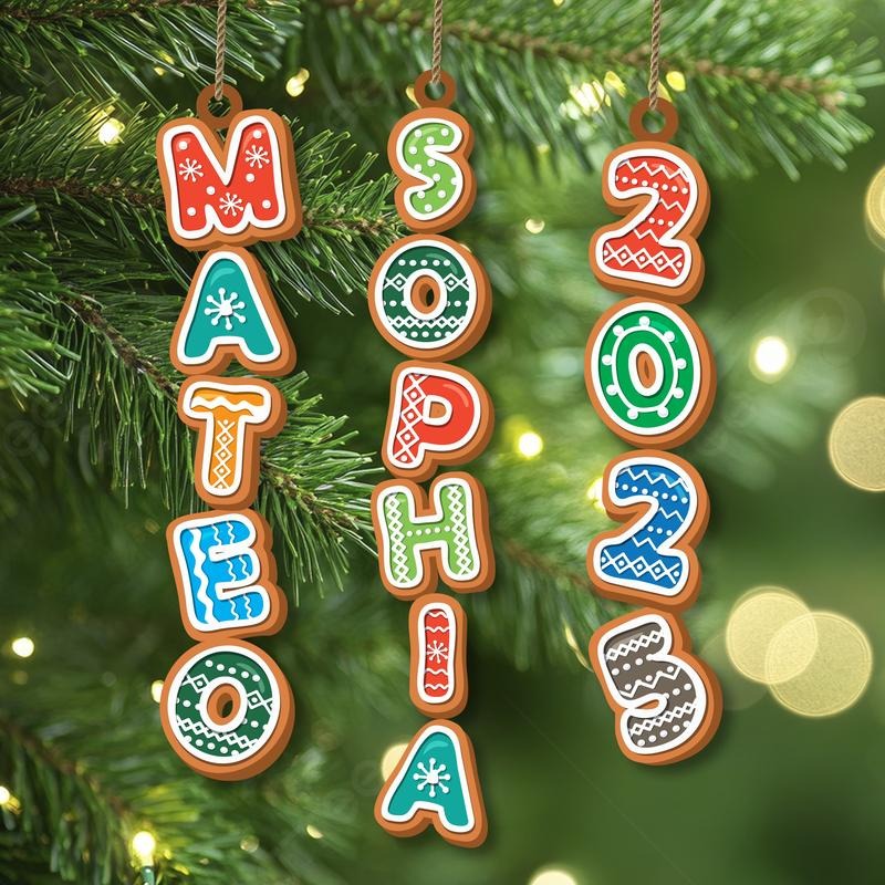 Personalized Kids Name Ornament, Custom Stocking Tag, Gingerbread Alphabet Ornament, Christmas Gifts For Kids, Kids...